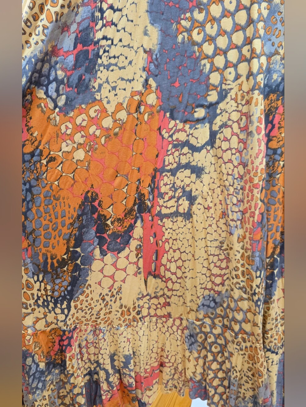 VENUS Multi Animal Print Ruffle Hi Low Maxi Dress Slit Sleeves Medium - Picture 8 of 8
